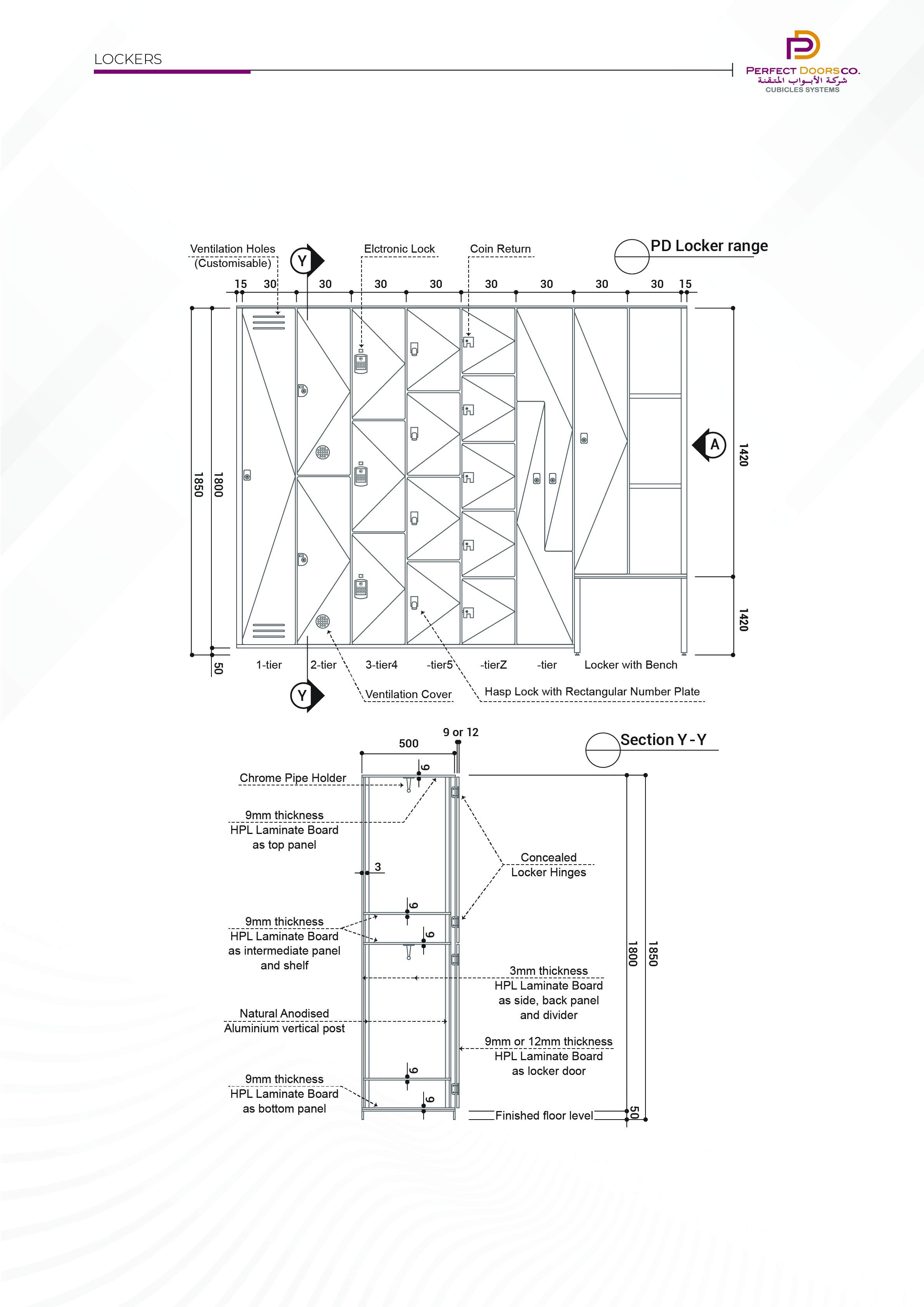 Lockers CAD Technical Drawing